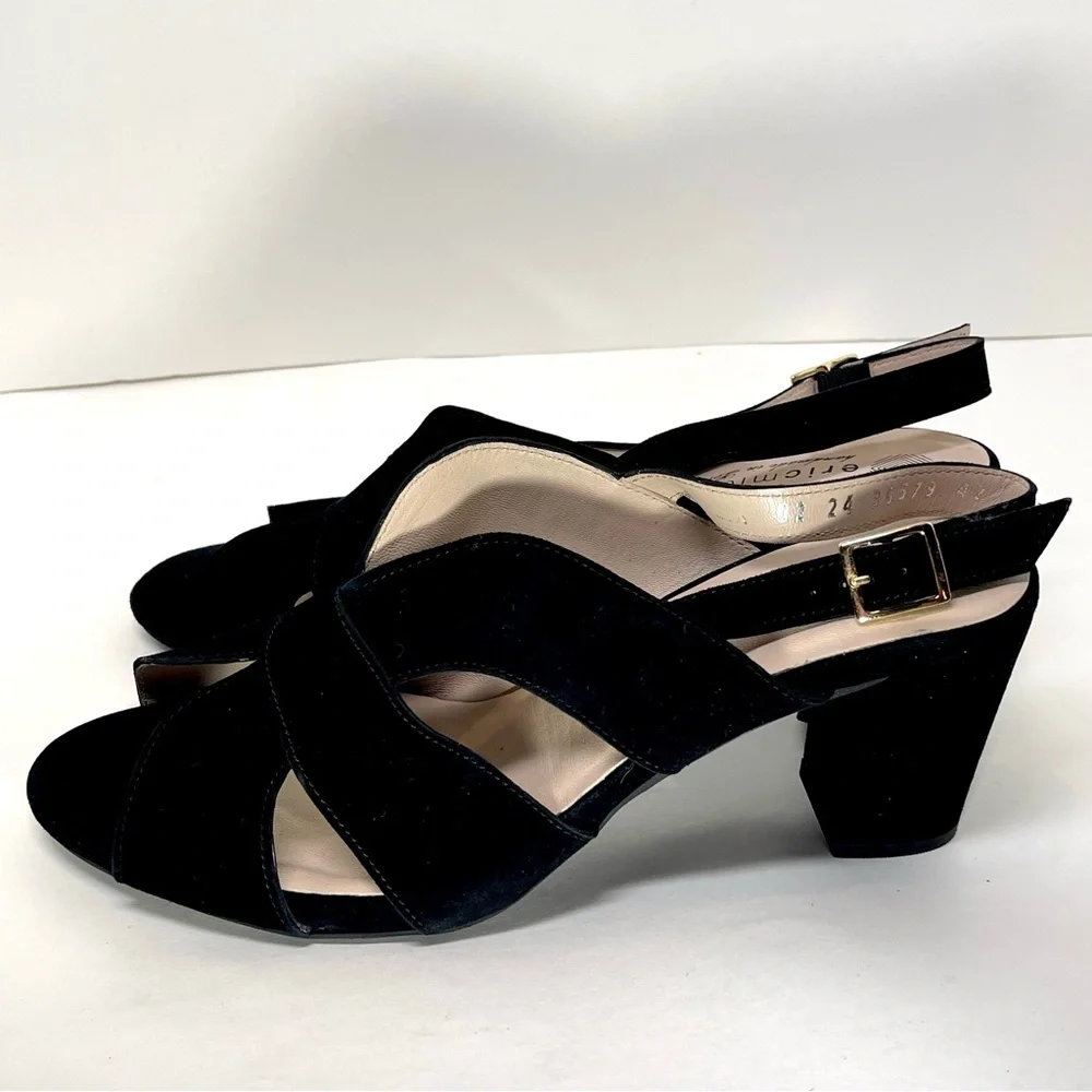NWOT‎ Eric Michael Women’s Portugal Lark Black Leather Heels Size EU 42 (11-12)